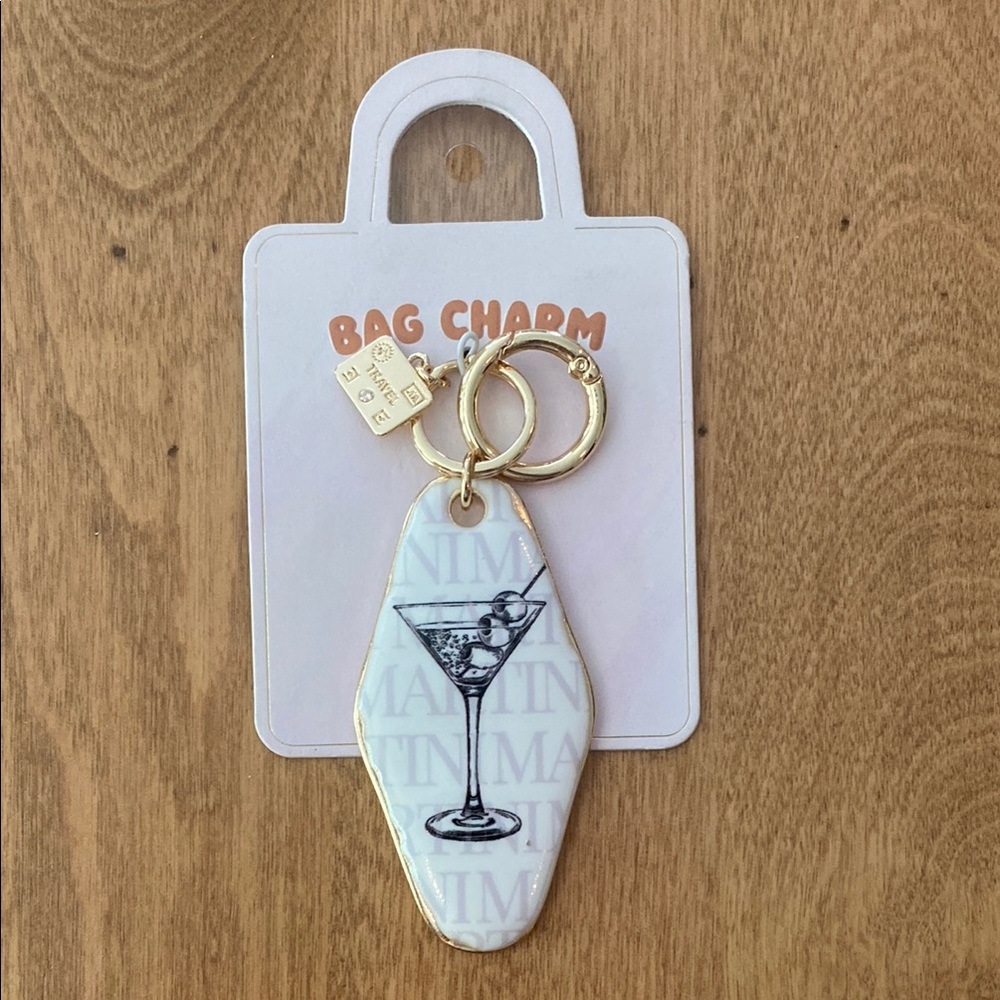 Anthropologie Martini Motel Key Bag Charm with Gold Accents